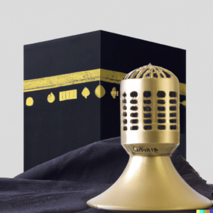 la kaaba et un haut parleur