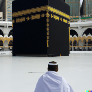 un homme seul à proximité de la kaaba