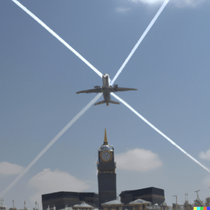 un avion de ligne se rendant à la kaaba