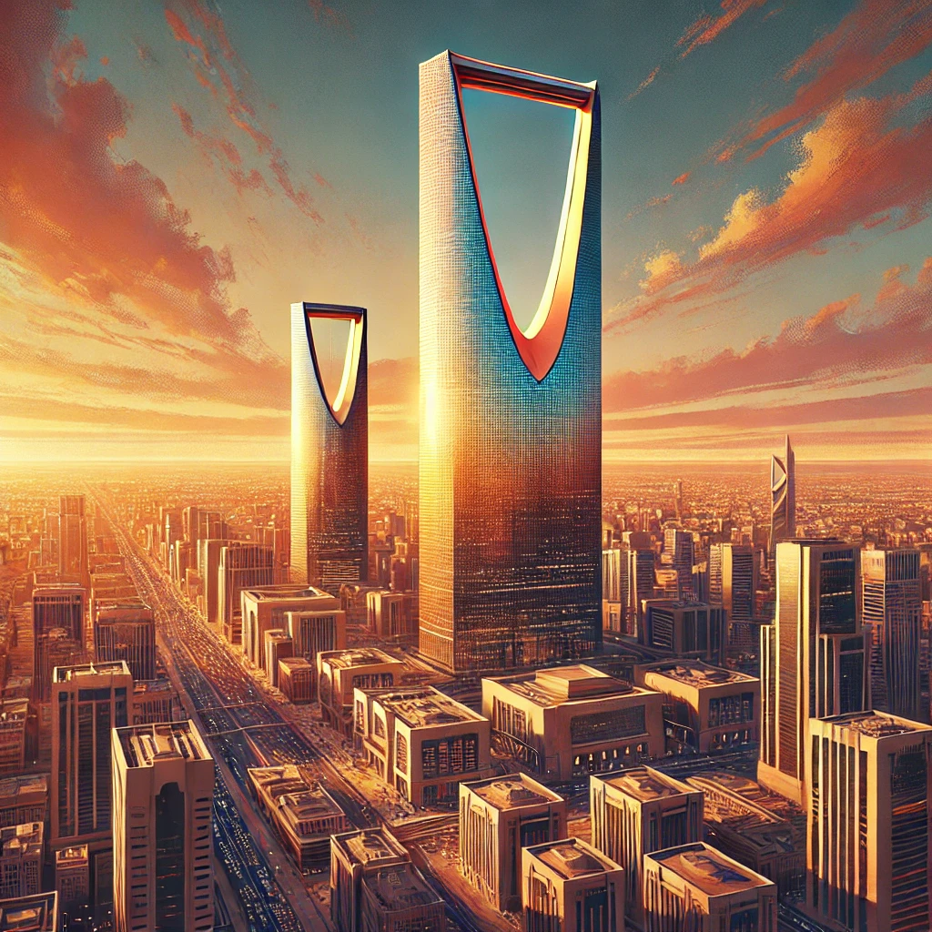 Vue spectaculaire du Kingdom Centre, gratte-ciel emblématique de Riyad